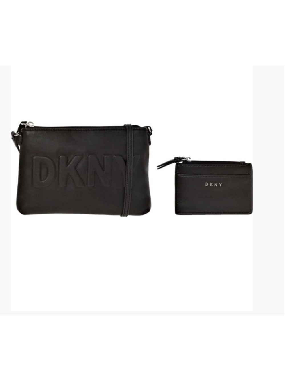 DKNY Tinsley Logo Crossbody Bag and matching card case in black